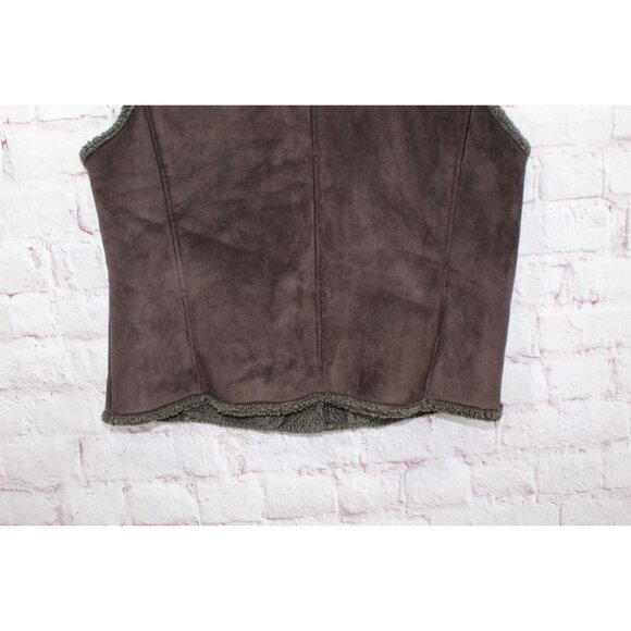 LL Bean Brown Buttons Up Sleeveless Mock Neck Vest Size L - Picture 5 of 11